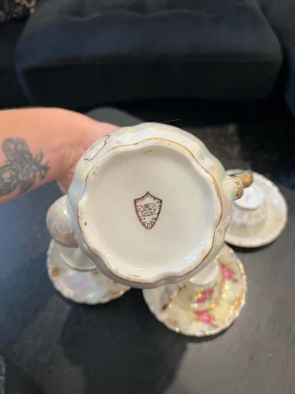 Vintage Sterling China Lusterware Japanese Demitasse Tea Set